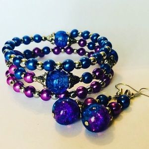 Wrap bracelet and earring set